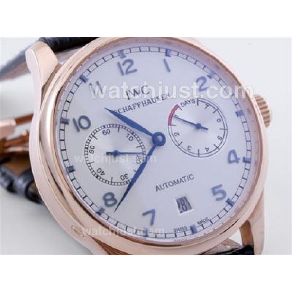 IWC Portugese 7 Days Working Power Reserve Rose Gold Case With Blue Marking-21600bph