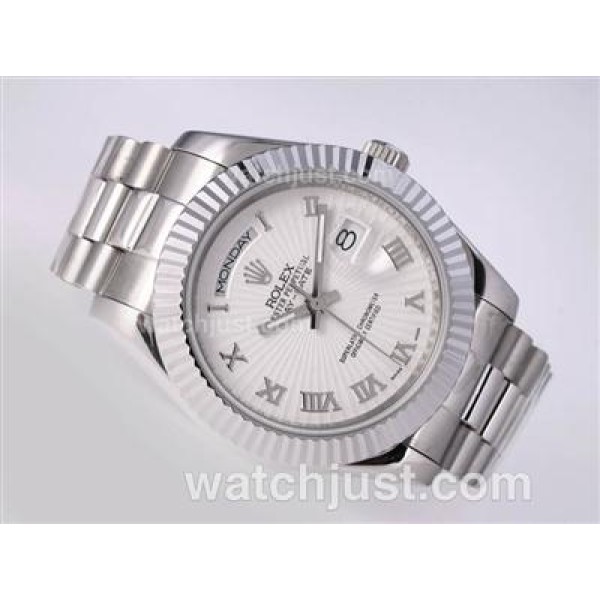 Best Quality 41 MM Rolex Day-Date II Fake Watches With White Dials For Sale