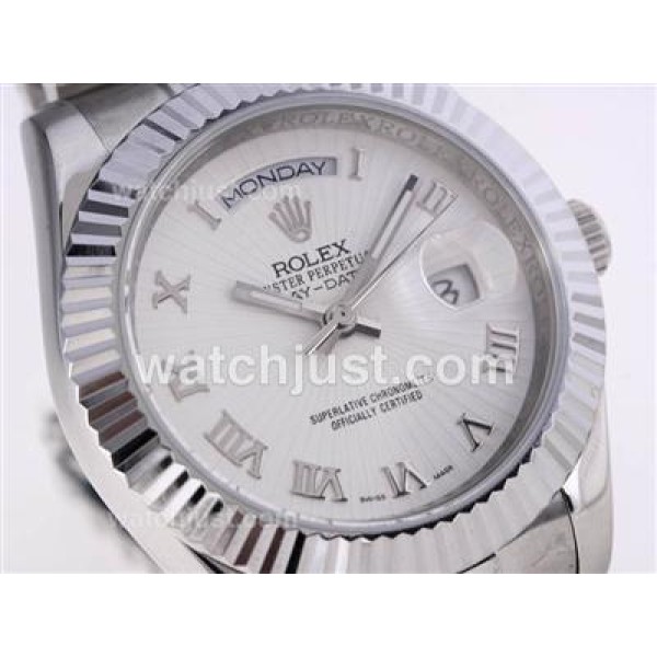 Best Quality 41 MM Rolex Day-Date II Fake Watches With White Dials For Sale