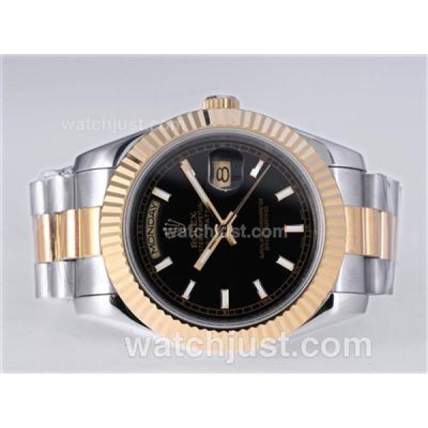 High Quality Rolex Day-Date II Fake Watches With Black Dials Online