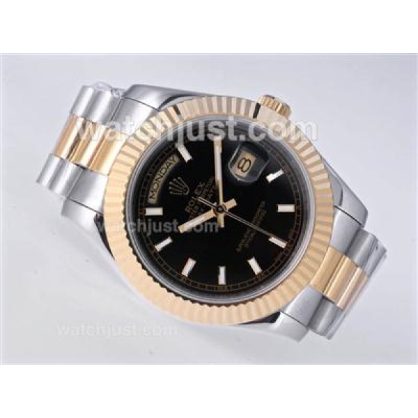 High Quality Rolex Day-Date II Fake Watches With Black Dials Online