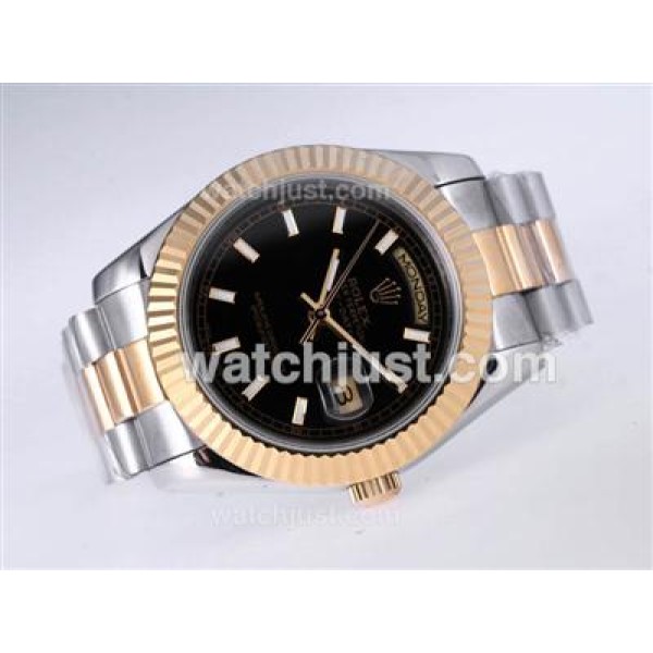 High Quality Rolex Day-Date II Fake Watches With Black Dials Online