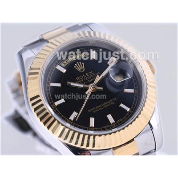 High Quality Rolex Day-Date II Fake Watches With Black Dials Online