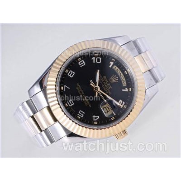 Best Quality 41 MM Rolex Day-Date II Replica Watches With Black Dials For Men