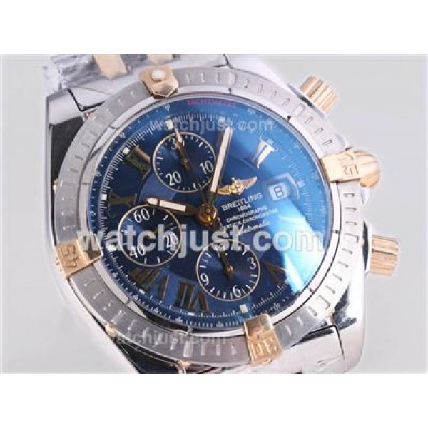 Breitling Chronomat Evolution Chrono Swiss Valjoux 7750 Movement Two Tone with Roman Marking-Blue Dial