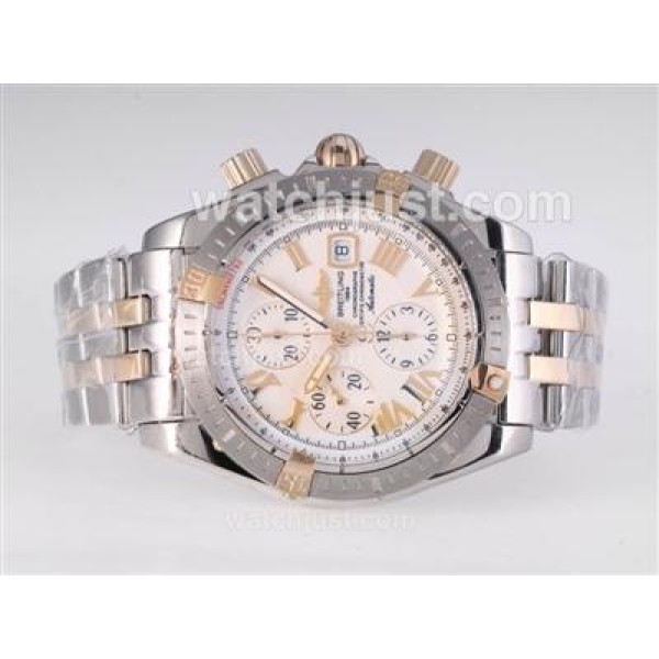 Breitling Chronomat Evolution Chrono Swiss Valjoux 7750 Movement Two Tone with Roman Marking-White