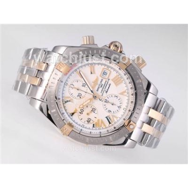 Breitling Chronomat Evolution Chrono Swiss Valjoux 7750 Movement Two Tone with Roman Marking-White