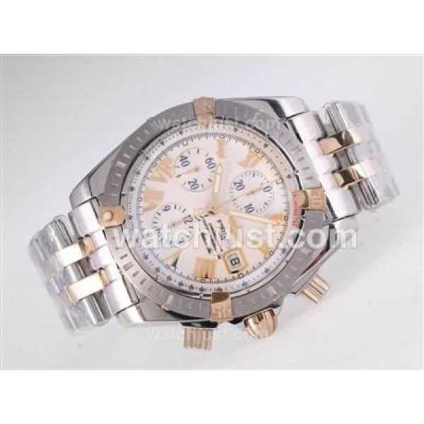 Breitling Chronomat Evolution Chrono Swiss Valjoux 7750 Movement Two Tone with Roman Marking-White