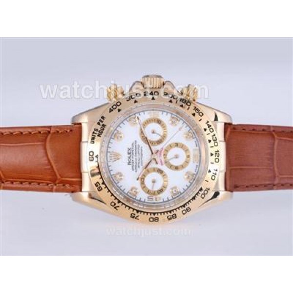 High Quality Replica Rolex Daytona 116518 White Dials Gold Cases For Men