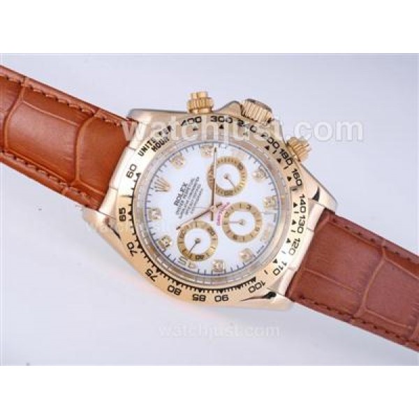 High Quality Replica Rolex Daytona 116518 White Dials Gold Cases For Men