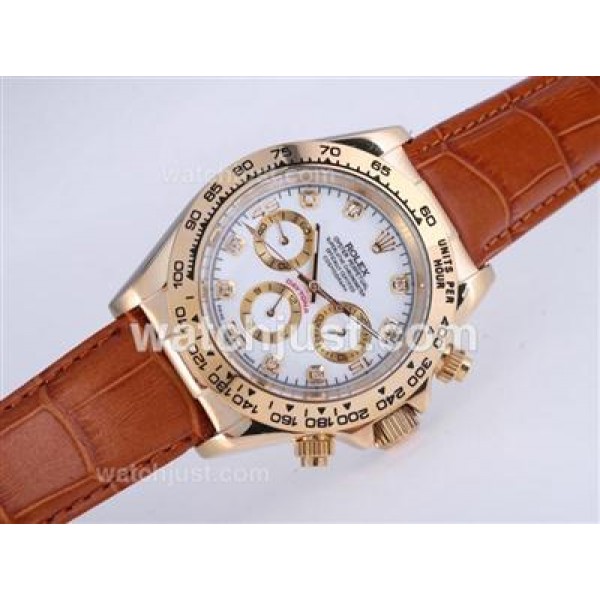 High Quality Replica Rolex Daytona 116518 White Dials Gold Cases For Men