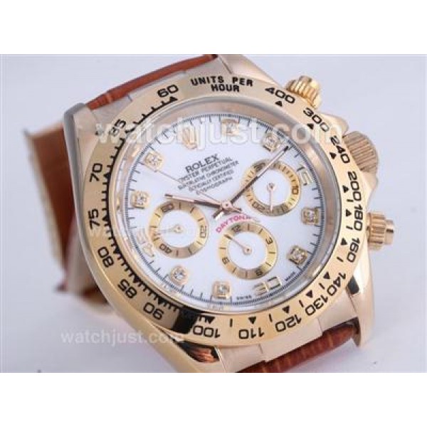 High Quality Replica Rolex Daytona 116518 White Dials Gold Cases For Men