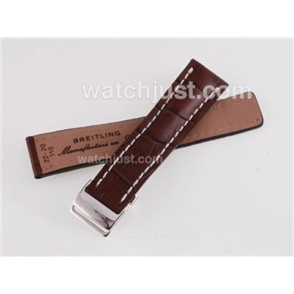 Breitling Brown Leather Strap with Deployment Buckle-For Swiss Version
