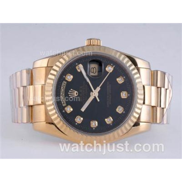 Top Quality Rolex Day-Date Replica Watches With Black Dials For Men