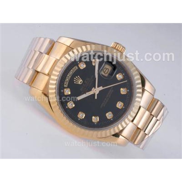 Top Quality Rolex Day-Date Replica Watches With Black Dials For Men