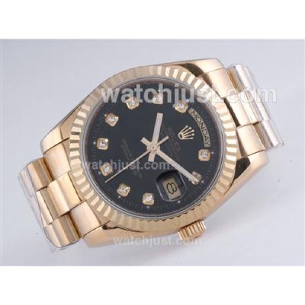 Top Quality Rolex Day-Date Replica Watches With Black Dials For Men