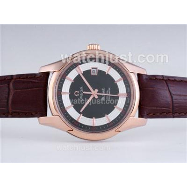 Omega Hour Vision See Thru Case Automatic Rose Gold Case with Black Dial
