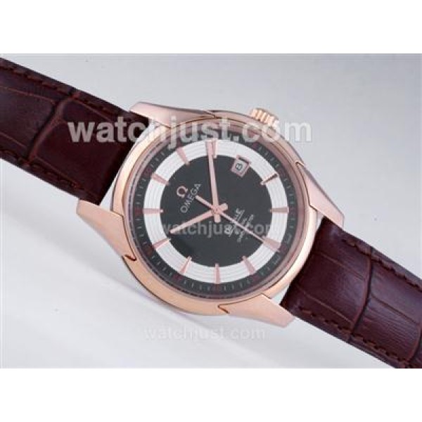 Omega Hour Vision See Thru Case Automatic Rose Gold Case with Black Dial