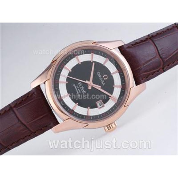 Omega Hour Vision See Thru Case Automatic Rose Gold Case with Black Dial