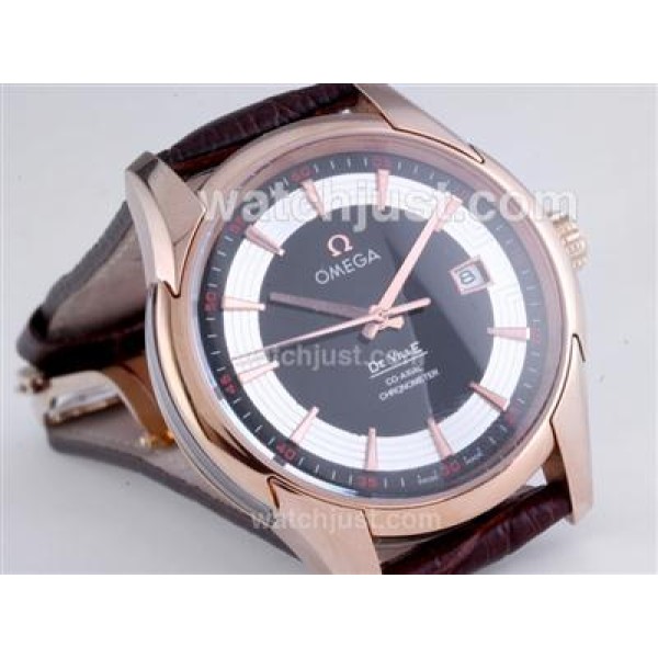 Omega Hour Vision See Thru Case Automatic Rose Gold Case with Black Dial