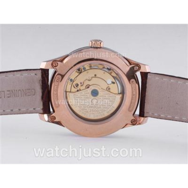 Omega Hour Vision See Thru Case Automatic Rose Gold Case with Black Dial