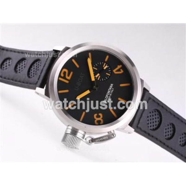 U-Boat Italo Fontana Unitas 6497 Movement with Black Dial-Orange Marking