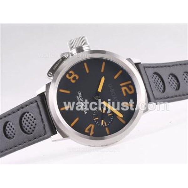U-Boat Italo Fontana Unitas 6497 Movement with Black Dial-Orange Marking