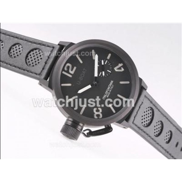 U-Boat Italo Fontana Unitas 6497 Movement PVD Case with Black Dial-White Marking