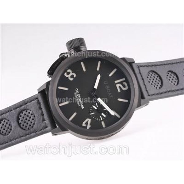 U-Boat Italo Fontana Unitas 6497 Movement PVD Case with Black Dial-White Marking