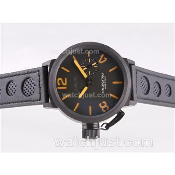 U-Boat Italo Fontana Unitas 6497 Movement PVD Case with Black Dial-Orange Marking