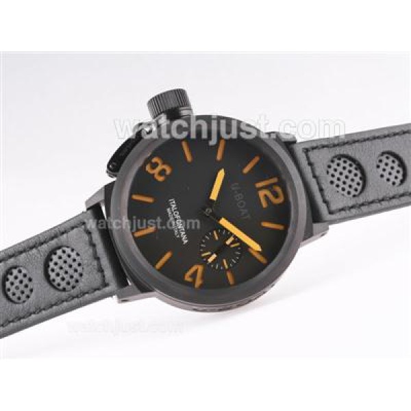 U-Boat Italo Fontana Unitas 6497 Movement PVD Case with Black Dial-Orange Marking