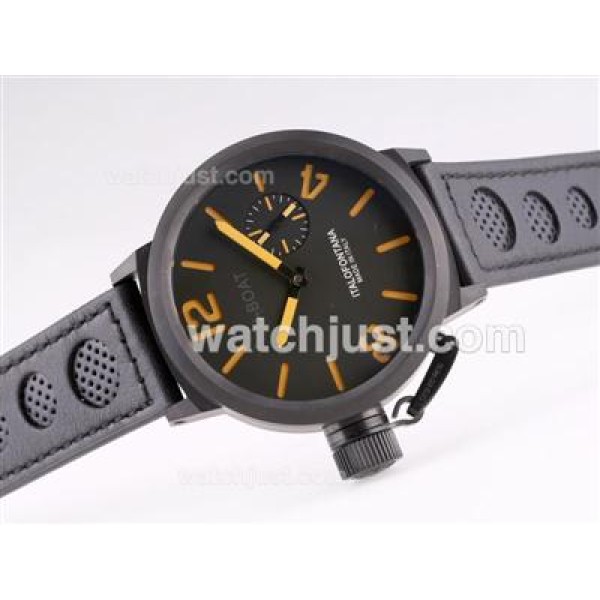 U-Boat Italo Fontana Unitas 6497 Movement PVD Case with Black Dial-Orange Marking
