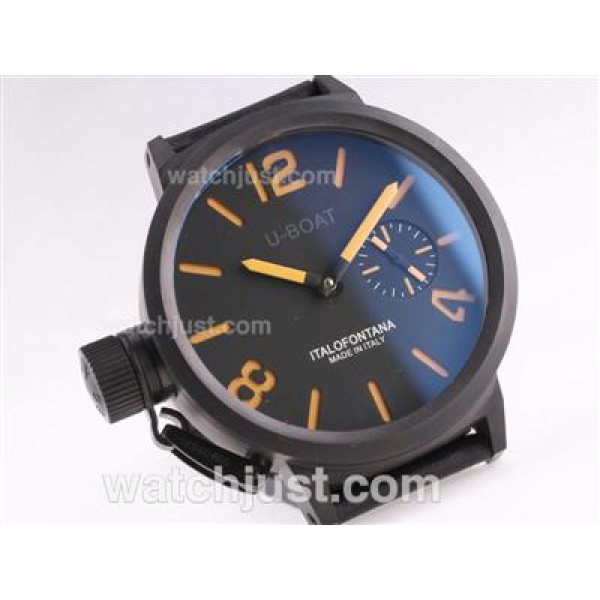 U-Boat Italo Fontana Unitas 6497 Movement PVD Case with Black Dial-Orange Marking