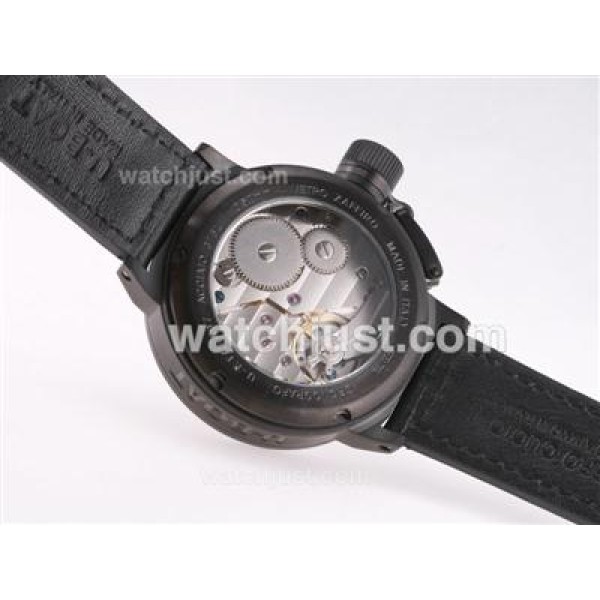 U-Boat Italo Fontana Unitas 6497 Movement PVD Case with Black Dial-Orange Marking