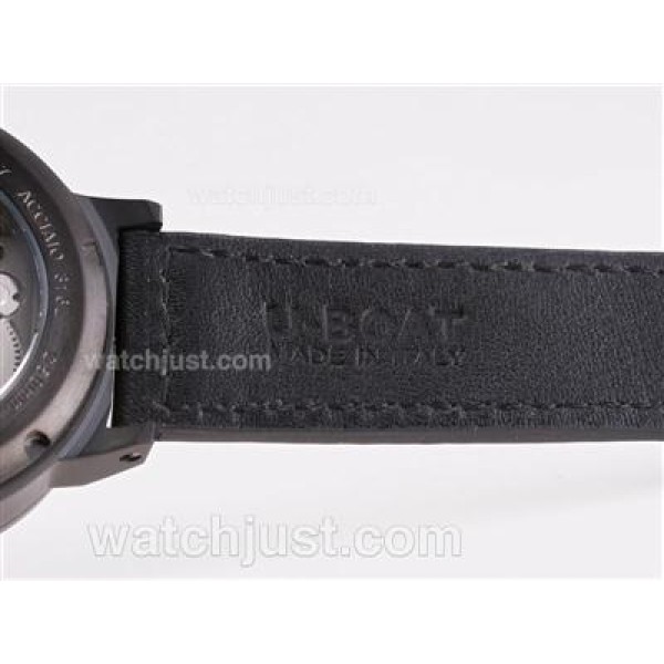 U-Boat Italo Fontana Unitas 6497 Movement PVD Case with Black Dial-Orange Marking