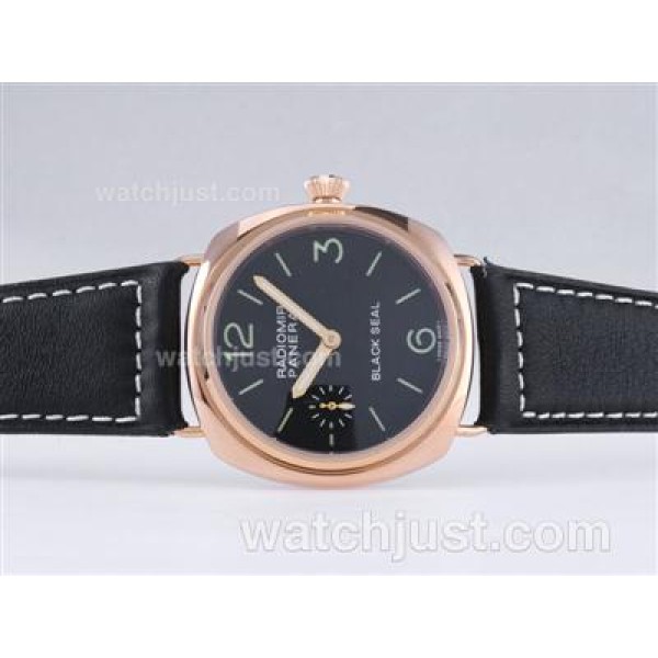 Panerai Radiomir Black Seal Unitas 6497 Movement Rose Gold Case with Black Dial-AR Coating