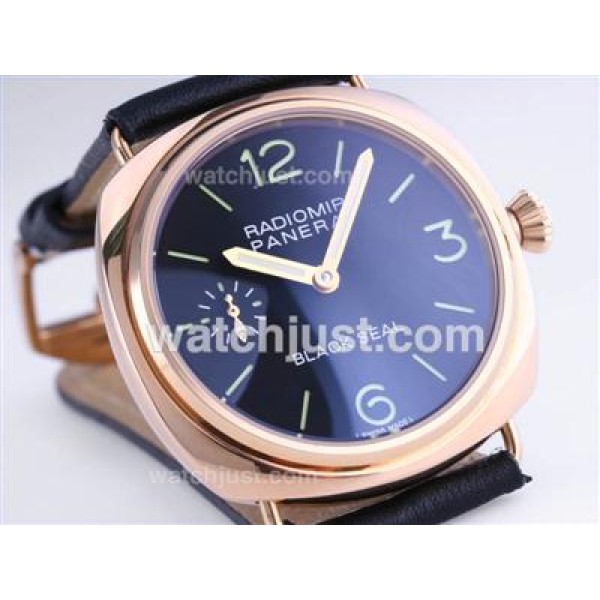 Panerai Radiomir Black Seal Unitas 6497 Movement Rose Gold Case with Black Dial-AR Coating