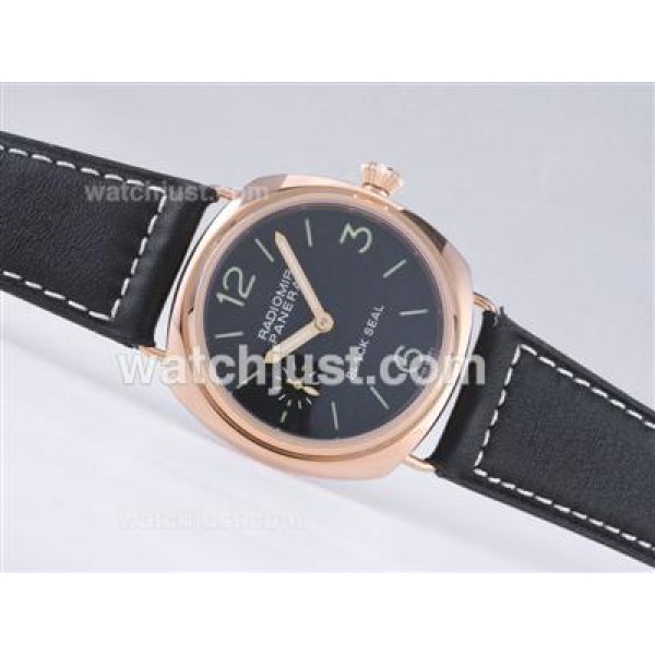 Panerai Radiomir Black Seal Unitas 6497 Movement Rose Gold Case with Black Dial-AR Coating