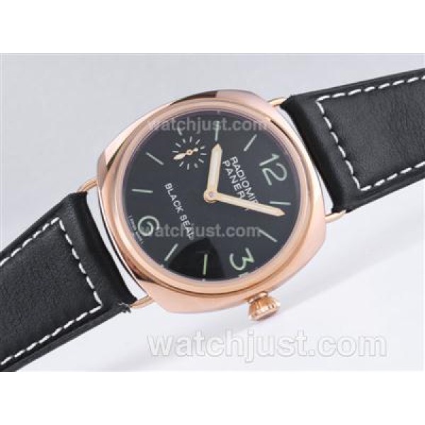 Panerai Radiomir Black Seal Unitas 6497 Movement Rose Gold Case with Black Dial-AR Coating