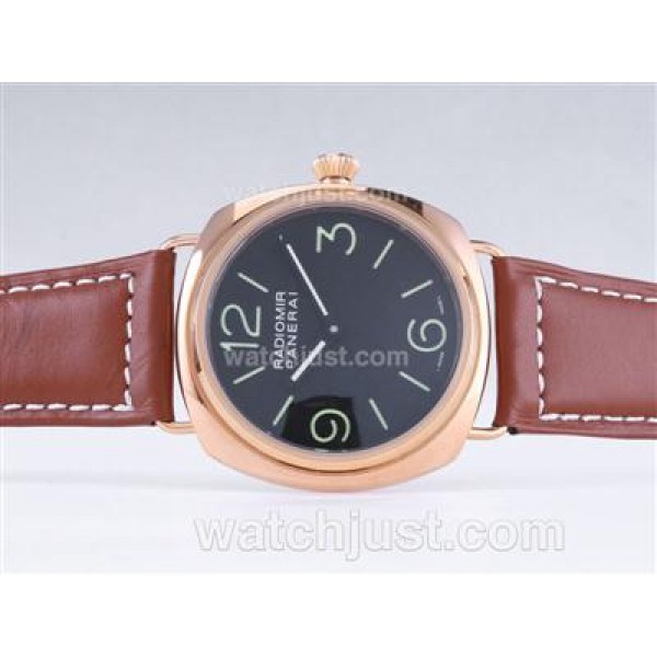 Panerai Radiomir Base Unitas 6497 Movement Rose Gold Case with Black Dial-AR Coating