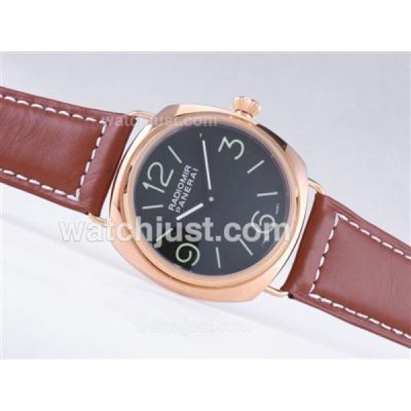 Panerai Radiomir Base Unitas 6497 Movement Rose Gold Case with Black Dial-AR Coating