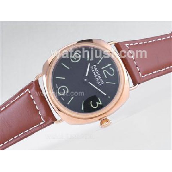Panerai Radiomir Base Unitas 6497 Movement Rose Gold Case with Black Dial-AR Coating