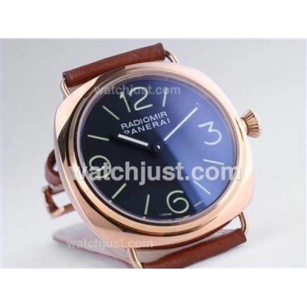Panerai Radiomir Base Unitas 6497 Movement Rose Gold Case with Black Dial-AR Coating