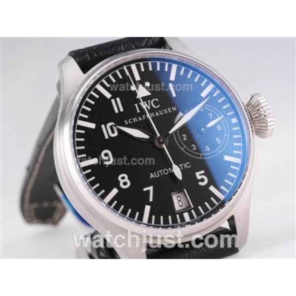 IWC 7 Days Big Pilot 5002 Power Reserve with Black Dial and Strap-21600bph