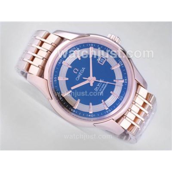 Omega Hour Vision See Thru Case with Full Rose Gold / Black Dial-Decorated Asia 2813 Movement