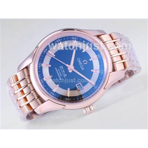 Omega Hour Vision See Thru Case with Full Rose Gold / Black Dial-Decorated Asia 2813 Movement