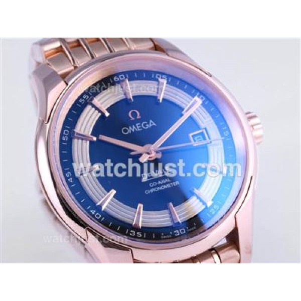 Omega Hour Vision See Thru Case with Full Rose Gold / Black Dial-Decorated Asia 2813 Movement
