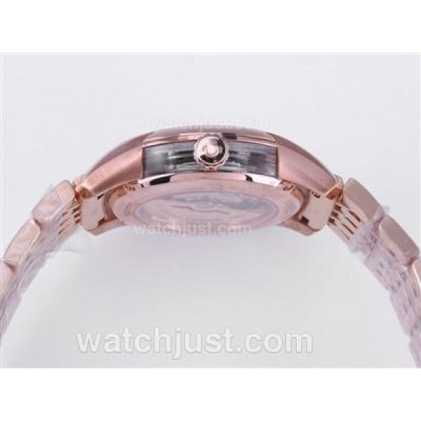 Omega Hour Vision See Thru Case with Full Rose Gold / Black Dial-Decorated Asia 2813 Movement