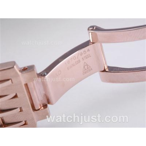 Omega Hour Vision See Thru Case with Full Rose Gold / Black Dial-Decorated Asia 2813 Movement