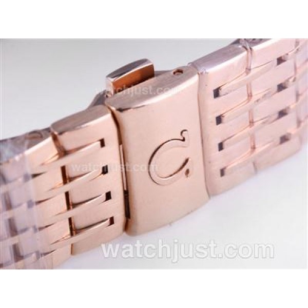 Omega Hour Vision See Thru Case with Full Rose Gold / Black Dial-Decorated Asia 2813 Movement